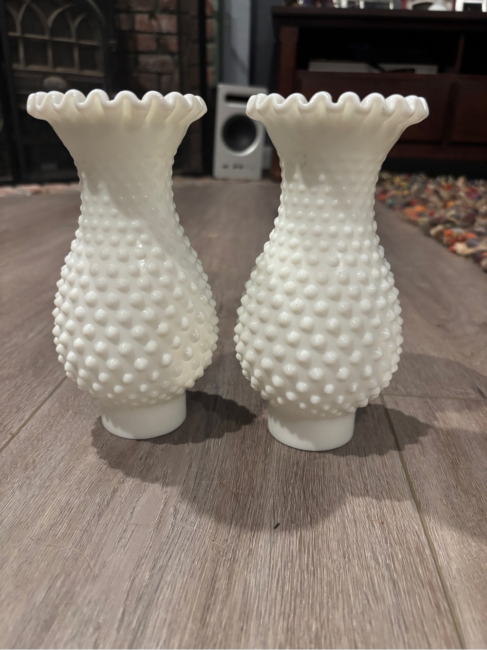 Fenton Hobnail Milk Glass Hurricane Lamp Shade 2